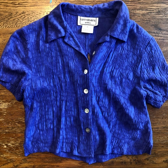 Vintage indigo button-down blouse - Picture 4 of 7